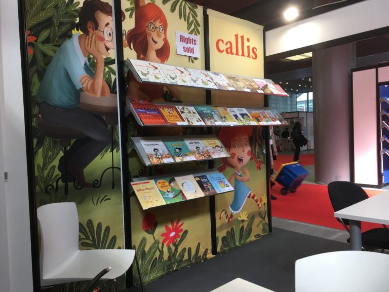A Dog Called Woof Illustrations decorating Callis stand at Bologna Children's Book Fair 2022